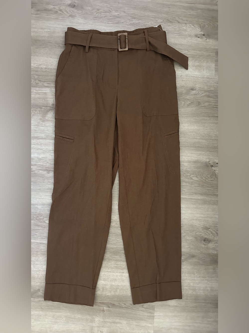 Rachel Zoe brown linen ankle pants new 6